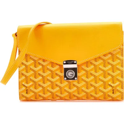 Pre-owned Goyard  Goyard Chypre Wallet On Strap Coated Canvas With Leather In Pink