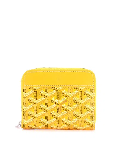 Pre-owned Pre-owned Goyard  Goyard Compact Zip Wallet Coated Canvas In Yellow