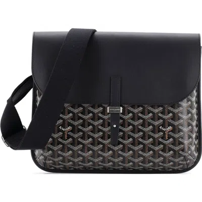 Pre-owned Goyard  Goyard Coursier Messenger Bag Coated Canvas And Leather In Black