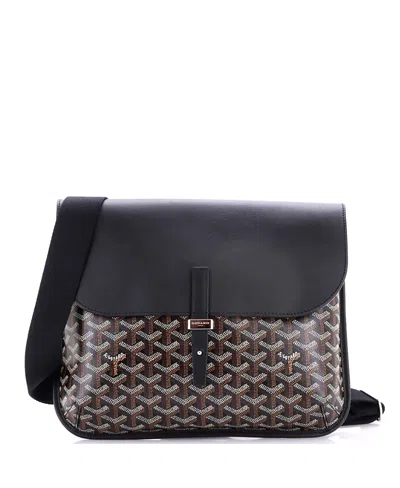 Pre-owned Pre-owned Goyard  Goyard Coursier Messenger Bag Coated Canvas And Leather In Black