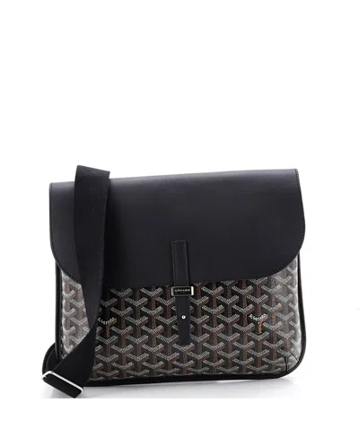 Pre-owned Pre-owned Goyard  Goyard Coursier Messenger Bag Coated Canvas And Leather In Black