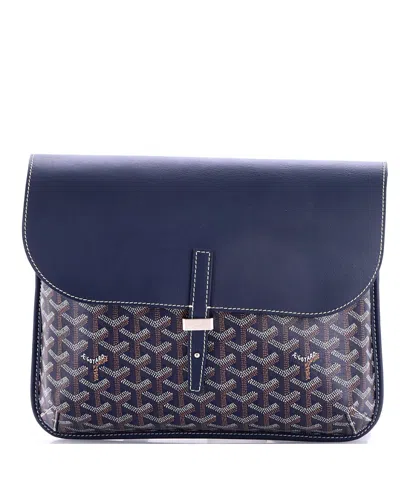 Pre-owned Pre-owned Goyard  Goyard Coursier Messenger Bag Coated Canvas And Leather In Blue