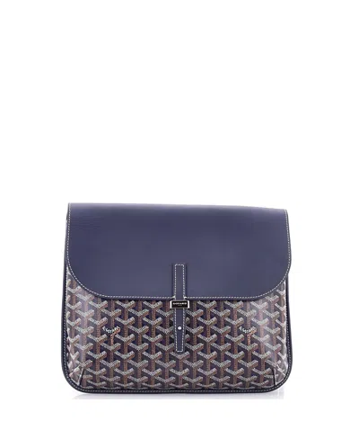 Pre-owned Pre-owned Goyard  Goyard Coursier Messenger Bag Coated Canvas And Leather In Blue