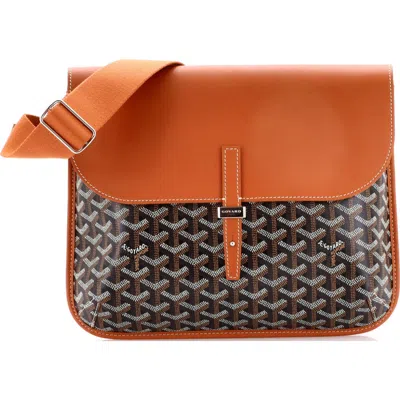 Pre-owned Goyard  Goyard Coursier Messenger Bag Coated Canvas And Leather In Brown