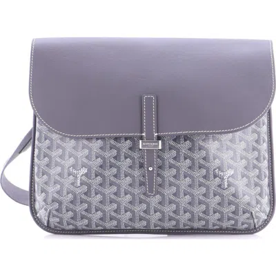 Pre-owned Goyard  Goyard Coursier Messenger Bag Coated Canvas And Leather In Gray