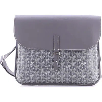 Pre-owned Goyard  Goyard Coursier Messenger Bag Coated Canvas And Leather In Gray