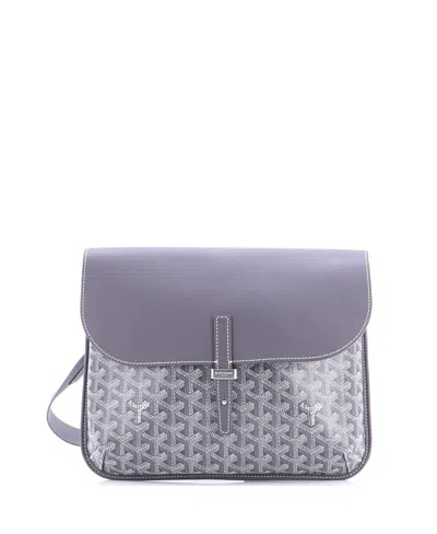 Pre-owned Pre-owned Goyard  Goyard Coursier Messenger Bag Coated Canvas And Leather In Gray