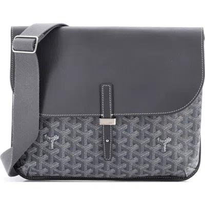 Pre-owned Goyard  Goyard Coursier Messenger Bag Coated Canvas And Leather In Gray