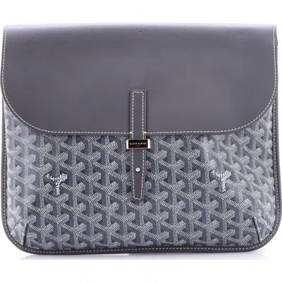 Pre-owned Goyard  Goyard Coursier Messenger Bag Coated Canvas And Leather In Gray