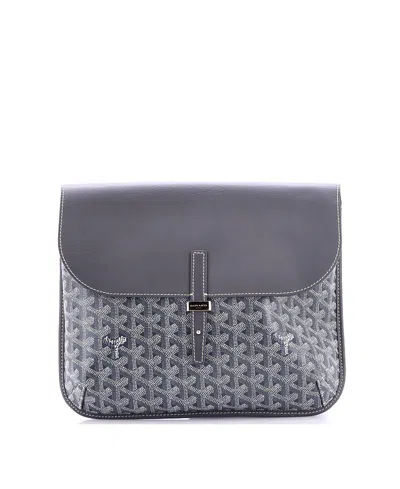 Pre-owned Pre-owned Goyard  Goyard Coursier Messenger Bag Coated Canvas And Leather In Gray