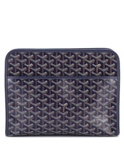 Pre-owned Pre-owned Goyard  Goyard Gm Jouvence Toiletry Pouch Coated Canvas In Blue