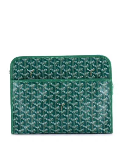 Pre-owned Pre-owned Goyard  Goyard Gm Jouvence Toiletry Pouch Coated Canvas In Green