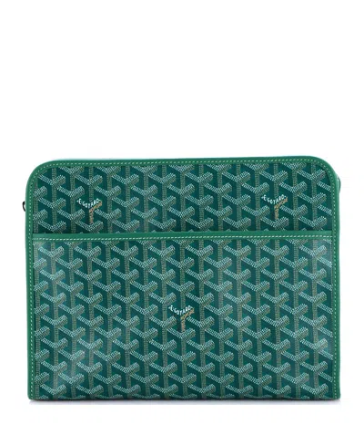 Pre-owned Pre-owned Goyard  Goyard Gm Jouvence Toiletry Pouch Coated Canvas In Green