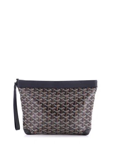 Pre-owned Pre-owned Goyard  Goyard Goyardine Conti Pouch Coated Canvas In Black