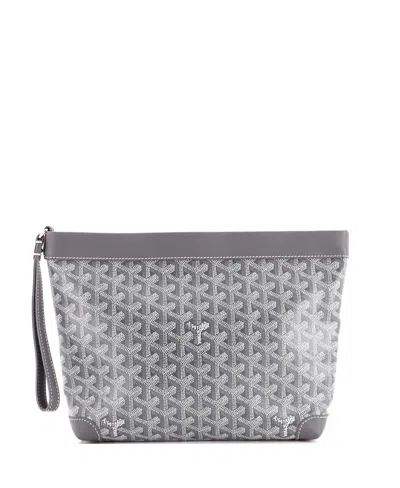 Pre-owned Pre-owned Goyard  Goyard Goyardine Conti Pouch Coated Canvas In Metallic