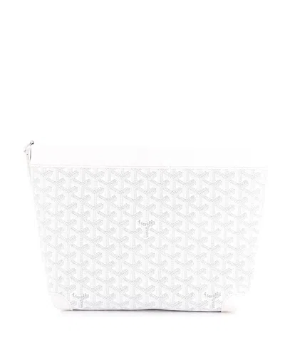 Pre-owned Pre-owned Goyard  Goyard Goyardine Conti Pouch Coated Canvas In White