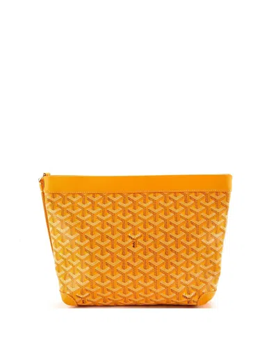Pre-owned Pre-owned Goyard  Goyard Goyardine Conti Pouch Coated Canvas In Yellow