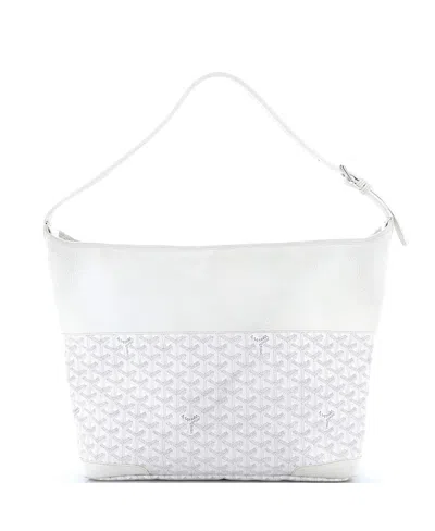 Pre-owned Pre-owned Goyard  Goyard Grenadine Hobo Coated Canvas With Leather In White