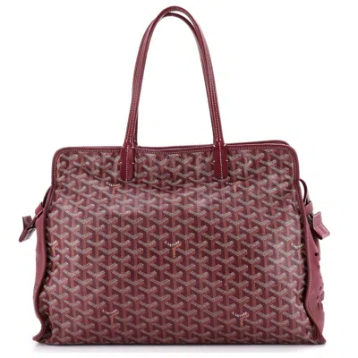 Pre-owned Goyard  Goyard Hardy Pet Carrier Coated Canvas Pm In Red