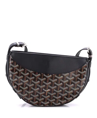 Pre-owned Pre-owned Goyard  Goyard Hirondelle Shoulder Bag Coated Canvas And Leather In Black