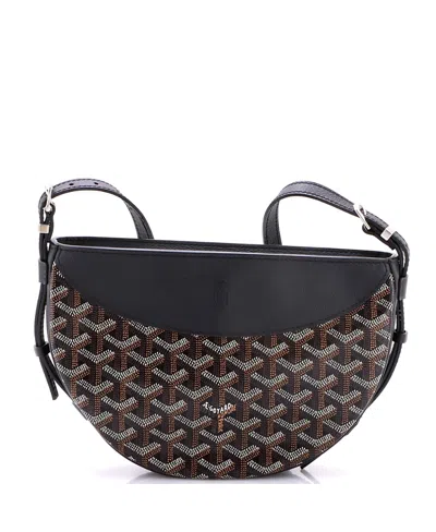 Pre-owned Pre-owned Goyard  Goyard Hirondelle Shoulder Bag Coated Canvas And Leather In Black