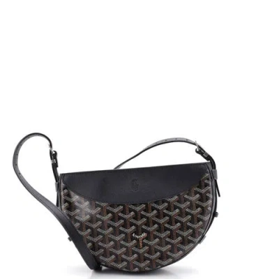Pre-owned Goyard  Goyard Hirondelle Shoulder Bag Coated Canvas And Leather In Black