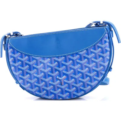 Pre-owned Goyard  Goyard Hirondelle Shoulder Bag Coated Canvas And Leather In Blue
