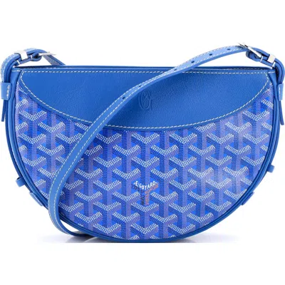 Pre-owned Goyard  Goyard Hirondelle Shoulder Bag Coated Canvas And Leather In Blue