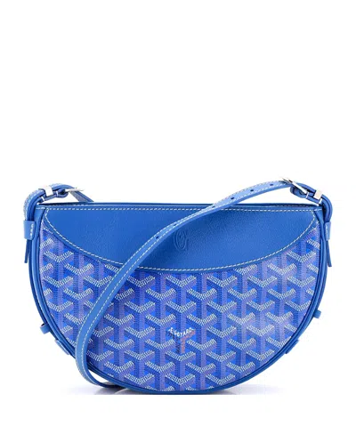 Pre-owned Pre-owned Goyard  Goyard Hirondelle Shoulder Bag Coated Canvas And Leather In Blue