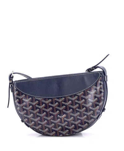 Pre-owned Pre-owned Goyard  Goyard Hirondelle Shoulder Bag Coated Canvas And Leather In Blue