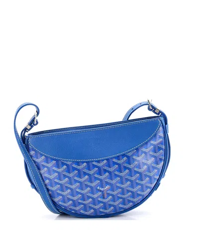 Pre-owned Pre-owned Goyard  Goyard Hirondelle Shoulder Bag Coated Canvas And Leather In Blue