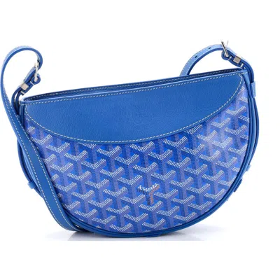 Pre-owned Goyard  Goyard Hirondelle Shoulder Bag Coated Canvas And Leather In Blue