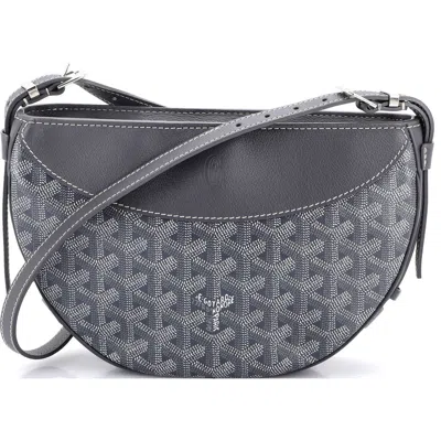 Pre-owned Goyard  Goyard Hirondelle Shoulder Bag Coated Canvas And Leather In Gray