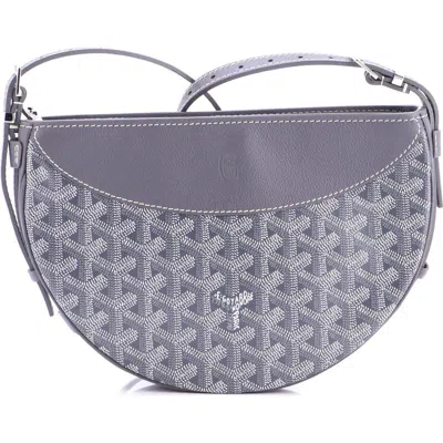 Pre-owned Goyard  Goyard Hirondelle Shoulder Bag Coated Canvas And Leather In Gray