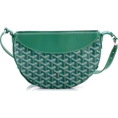 Pre-owned Goyard  Goyard Hirondelle Shoulder Bag Coated Canvas And Leather In Green