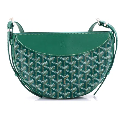 Pre-owned Goyard  Goyard Hirondelle Shoulder Bag Coated Canvas And Leather In Green