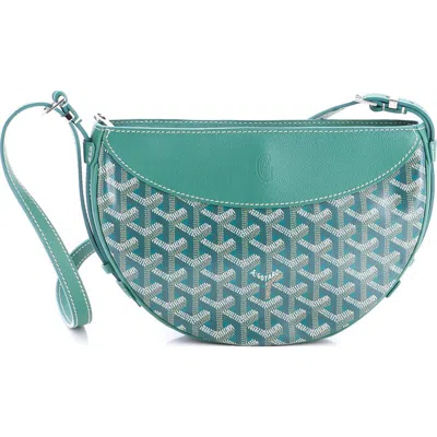 Pre-owned Goyard  Goyard Hirondelle Shoulder Bag Coated Canvas And Leather In Green