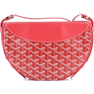 Pre-owned Goyard  Goyard Hirondelle Shoulder Bag Coated Canvas And Leather In Red