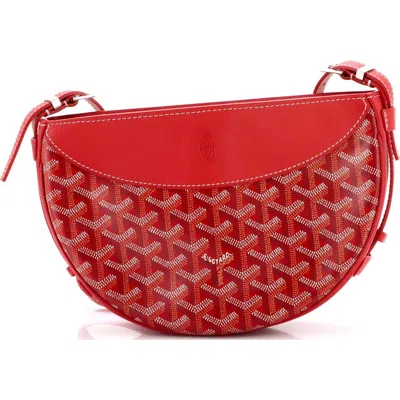 Pre-owned Goyard  Goyard Hirondelle Shoulder Bag Coated Canvas And Leather In Red