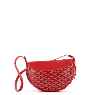 Pre-owned Goyard  Goyard Hirondelle Shoulder Bag Coated Canvas And Leather In Red