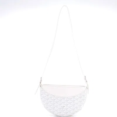 Pre-owned Goyard  Goyard Hirondelle Shoulder Bag Coated Canvas And Leather In White