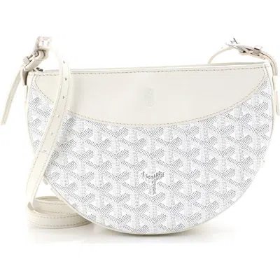 Pre-owned Goyard  Goyard Hirondelle Shoulder Bag Coated Canvas And Leather In White
