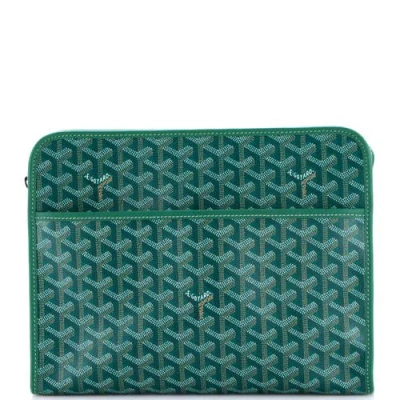 Pre-owned Goyard  Goyard Jouvence Toiletry Pouch Coated Canvas Gm In Green