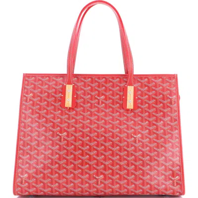 Pre-owned Goyard  Goyard Marquises Bag Coated Canvas In Red