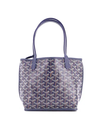 Pre-owned Pre-owned Goyard  Goyard Mini Anjou Reversible Tote Coated Canvas In Blue