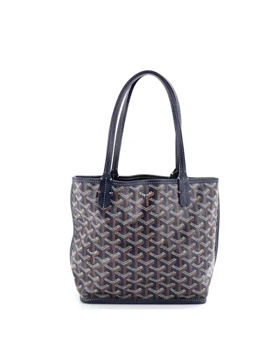 Pre-owned Pre-owned Goyard  Goyard Mini Anjou Reversible Tote Coated Canvas In Blue