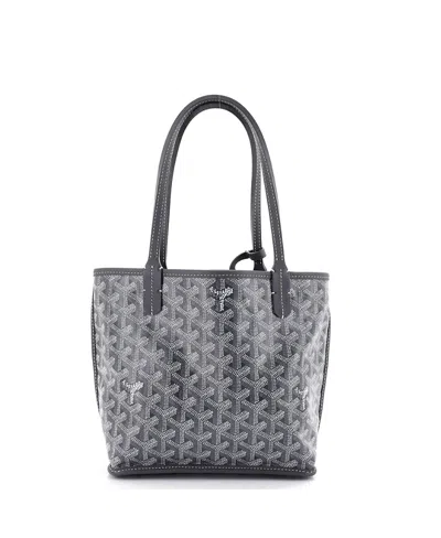 Pre-owned Pre-owned Goyard  Goyard Mini Anjou Reversible Tote Coated Canvas In Gray
