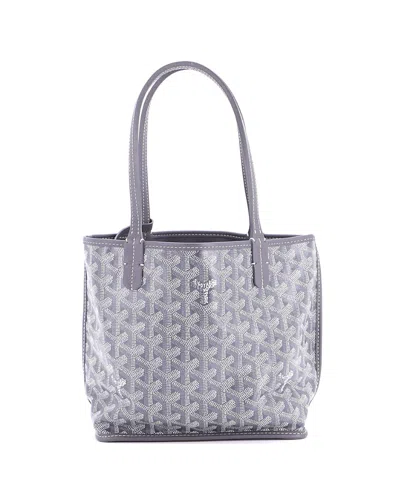 Pre-owned Pre-owned Goyard  Goyard Mini Anjou Reversible Tote Coated Canvas In Gray