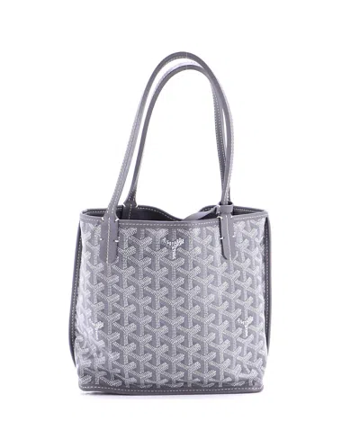 Pre-owned Pre-owned Goyard  Goyard Mini Anjou Reversible Tote Coated Canvas In Gray