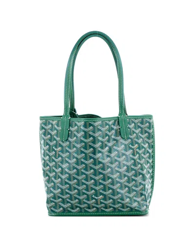 Pre-owned Pre-owned Goyard  Goyard Mini Anjou Reversible Tote Coated Canvas In Green